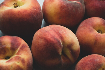 macro of fresh peaches on the table