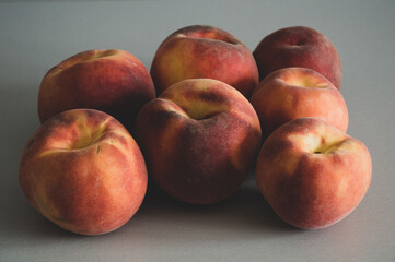 macro of fresh peaches on the table