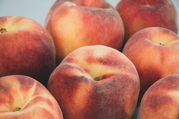 macro of fresh peaches on the table