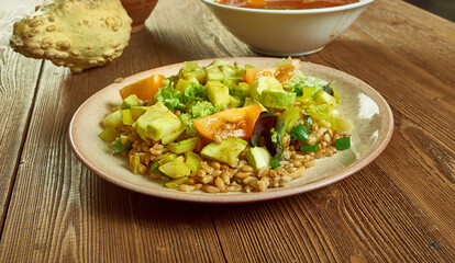 Zucchini Farro Salad with Homemade Pesto