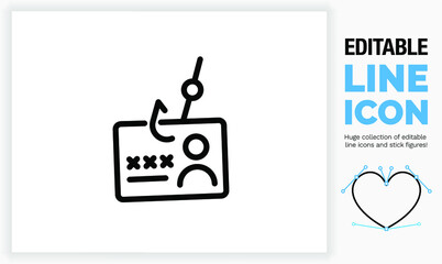 Editable line icon of identity phishing
