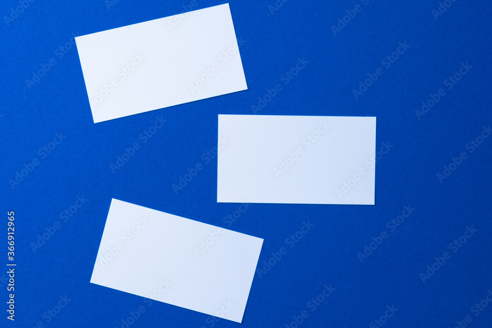 Poster Blank paper business mock up on classic blue background