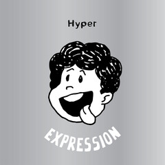 Print this illustration to express Hyper. It can be used as emoticons and emojis.