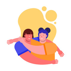 friendship day celebration with young women couple characters
