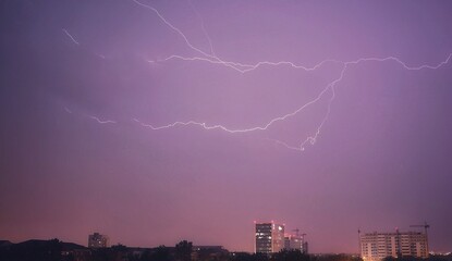 lightning over the city