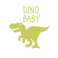 Dino baby. Cute dinosaur doodle t-shirt design. Funny Dino collection. Textile design for baby boy on white background. Cartoon monster vector illustration. © Sopelkin