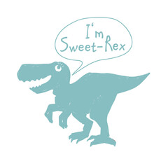 Sweet dino baby. Cute dinosaur doodle t-shirt design. Funny Dino collection. Textile design for baby boy on white background. Cartoon monster vector illustration.
