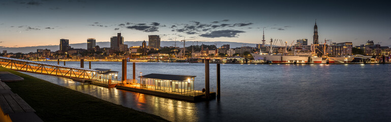 Panorama from the skyline of Hamburg in the evening