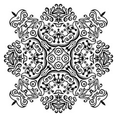 Vector black floral ethnic ornamental illustration