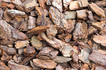 Mulching, pine bark mulch background