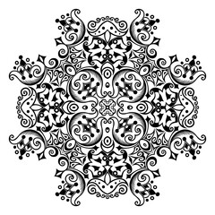 Vector black floral ethnic ornamental illustration