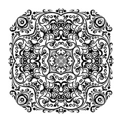 Vector black floral ethnic ornamental illustration