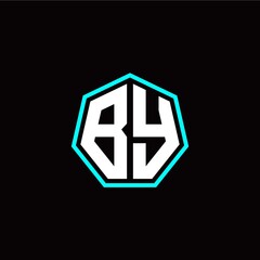 B Y initials modern polygon logo template