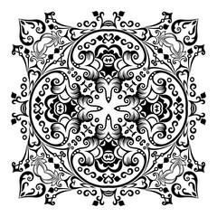 Vector black floral ethnic ornamental illustration