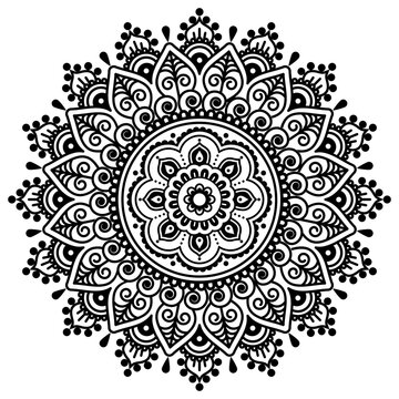 Mehndi Indian vector mandala design - traditional henna tattoo pattern popular in India and Pakistan
