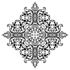 Vector black floral ethnic ornamental illustration