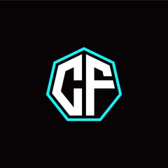 C F initials modern polygon logo template