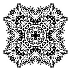Vector black floral ethnic ornamental illustration