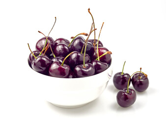 group of red and dark red cherries