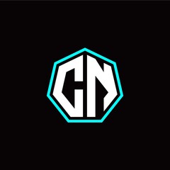 C N initials modern polygon logo template