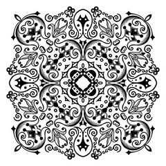 Vector black floral ethnic ornamental illustration