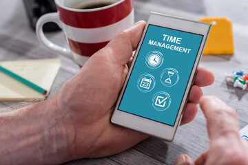 Time management concept on a smartphone