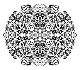 Vector black floral ethnic ornamental illustration