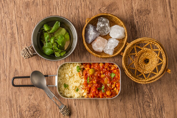 北アフリカ料理 ひよこ豆とクスクス  Boiled chickpeas with couscous 