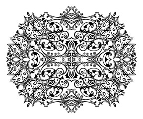 Vector black floral ethnic ornamental illustration