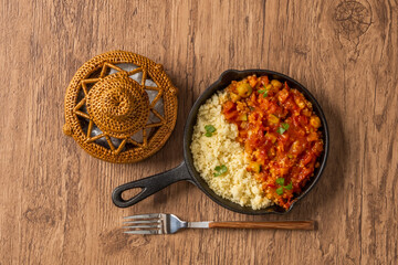 北アフリカ料理 ひよこ豆とクスクス  Boiled chickpeas with couscous 