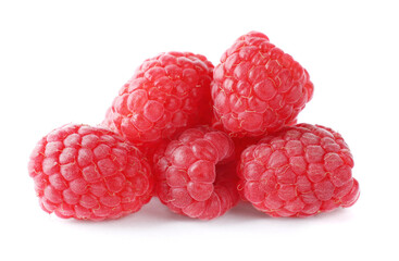 Delicious sweet ripe raspberries isolated on white