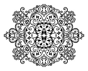 Vector black floral ethnic ornamental illustration