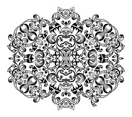 Vector black floral ethnic ornamental illustration