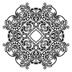 Vector black floral ethnic ornamental illustration