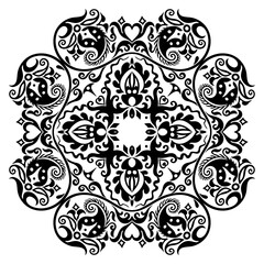 Vector black floral ethnic ornamental illustration