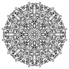 Vector black floral ethnic ornamental illustration