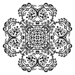 Vector black floral ethnic ornamental illustration