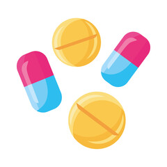 medicine capsules and pills drugs isolated icon