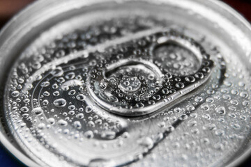 aluminum can with carbonated water, energy drinks or beer.