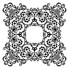 Vector black floral ethnic ornamental illustration