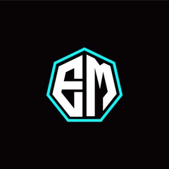 E M initials modern polygon logo template