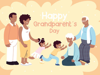 happy family, parents, grandparents and child celebrating grandparents day