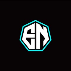 E N initials modern polygon logo template