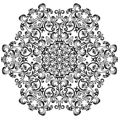 Vector black floral ethnic ornamental illustration