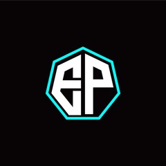 E P initials modern polygon logo template
