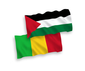Flags of Mali and Palestine on a white background