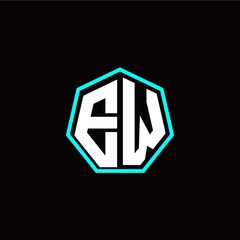 E W initials modern polygon logo template