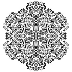 Vector black floral ethnic ornamental illustration