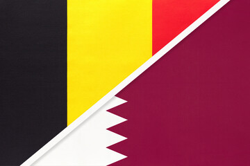 Belgium and Qatar, symbol of two national flags from textile. Championship between two countries.