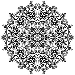 Vector black floral ethnic ornamental illustration
